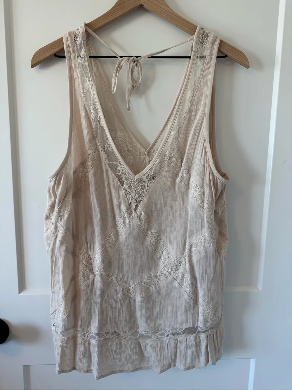Y2K American Eagle Outfitters Lace Trim Boho Peplum Cami Tank Top Size XXL - Picture 2 of 3
